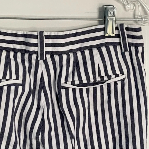 Theory Inza Striped Linen Blend Cropped Wide leg Pants 29040 - Picture 6 of 10